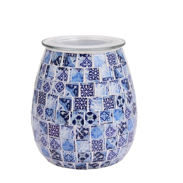 Dicimi Chinese Mosaic Electric Wax Melt Warmer, Handmade Glass Art Candle Warmer Lamp, Plug in Wax Warmer with Night Light 2-in-1, Flameless Wax Melter for Home, Housewarming Birthday Gift