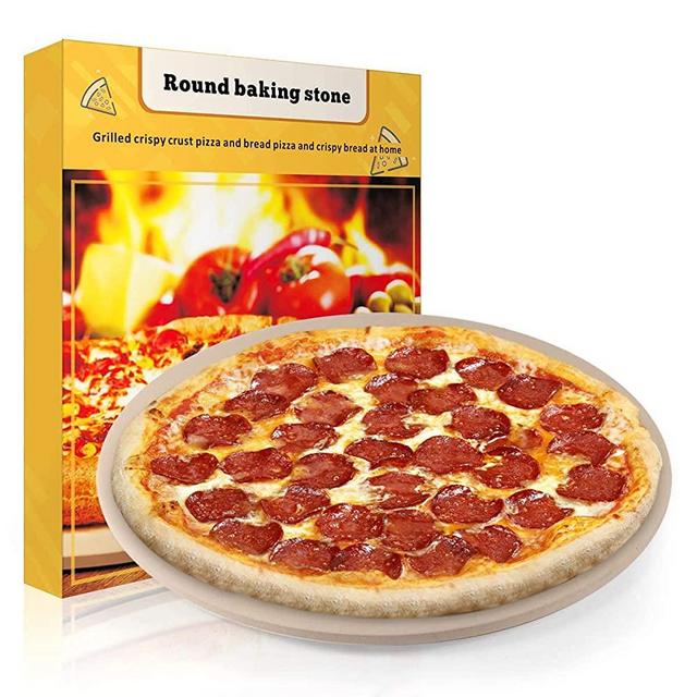 VeRosky Pizza Stone, Baking Stone 15 inch Round Pizza Stones for Grill and Oven for Delicious, Crispy Pizza, Bread Cookie, Durable Odorless Ceramic(Free Scraper)