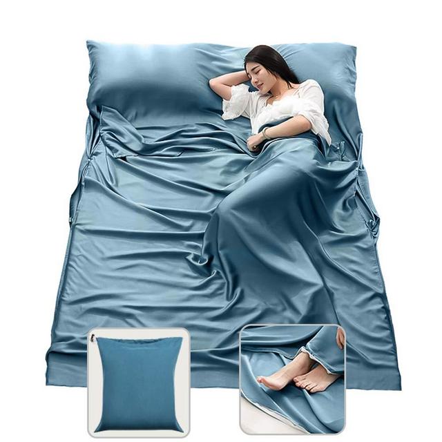 Sleeping Bag Liner Lightweight Compact Sleeping Bag Sack Portable Clean Travel Sheet with Zippered Opening for The Feet Camping Sleep Sheet for Backpacking Hotel& Hiking