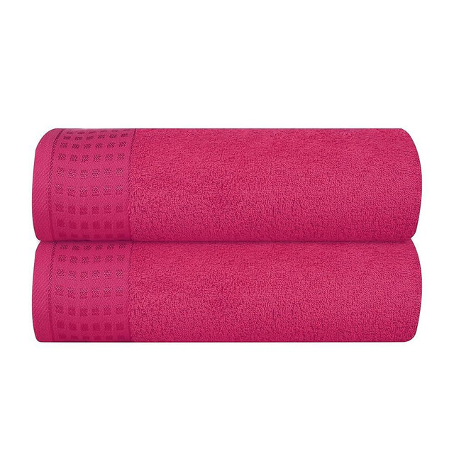 GLAMBURG 100% Cotton 2 Pack Oversized Bath Towel Set 28x55 Inches, Ultra Soft Highly Absorbant Compact Quickdry & Lightweight Large Bath Towels, Ideal for Gym Travel Camp Pool - Hot Pink