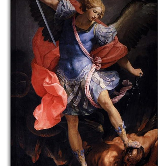 artprints1stop Canvas Print Wall Art - Archangel Michael Tramples Satan by Guido Reni - 24x36 inches