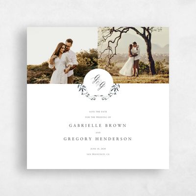 Ebony, White Wedding Save the Date - Verdure Multiphoto