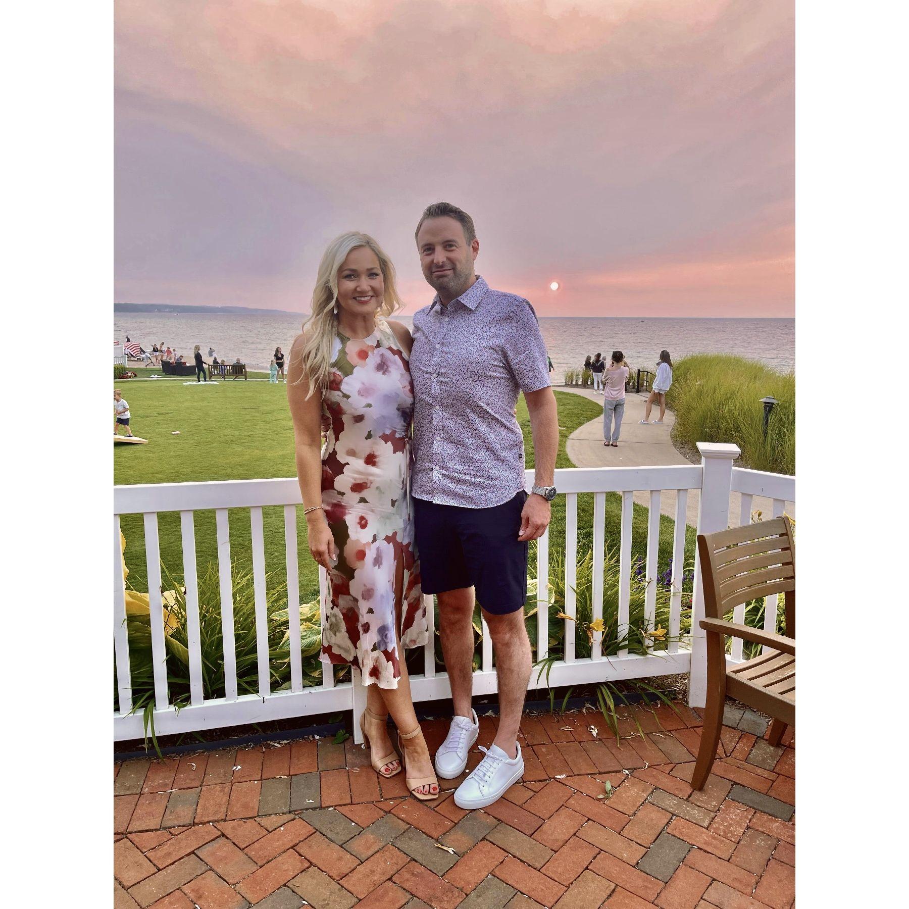 Enjoying dinner in Bay Harbor