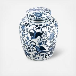 Decorative Bird Ceramic Ginger Jar with Lid