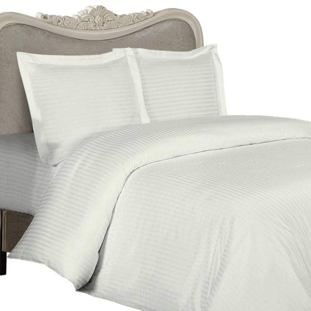 Luxurious 800-Thread-Count Egyptian Cotton 800TC Sheet Set, King, Ivory Damask Stripe 800 TC