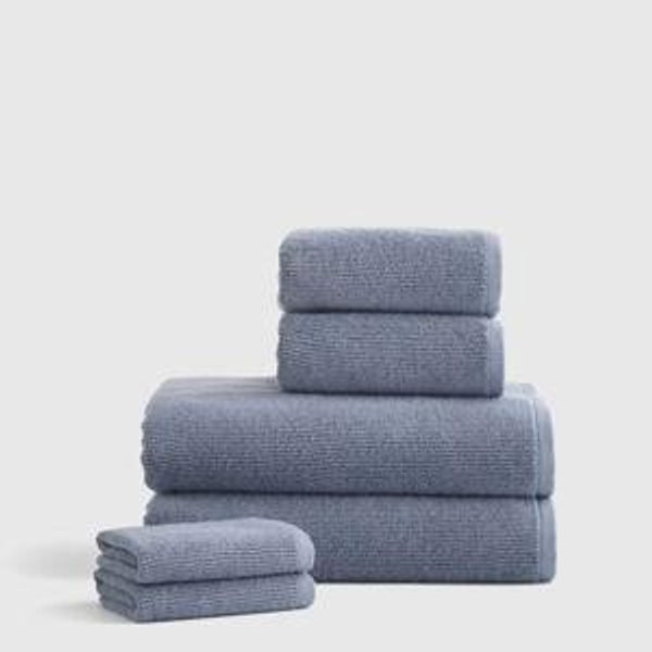 Turkish Ribbed Quick Dry Bath Towel Bundle in Mineral
