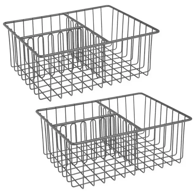 mDesign Metal Kitchen Organizer Bin for Container Lids, 2 Pack