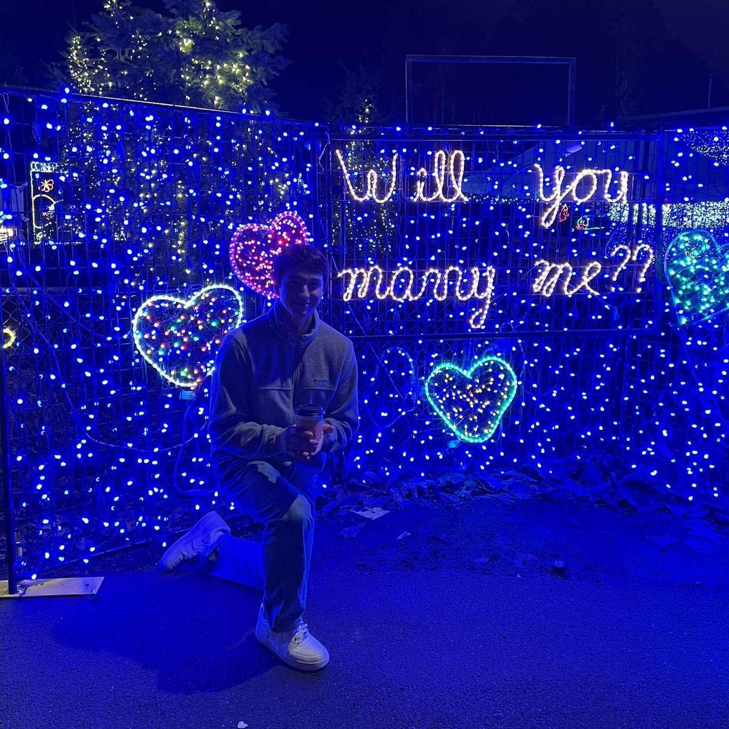 This was one of our first dates, (this was not how he proposed!!). Little did I know that 2 years later we would have another date to the zoo lights, and that would be the day that he asked me to marry him for real!