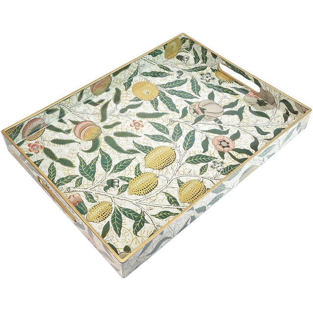 Spsyrine Lemon Serving Tray with Handles, Plastic Decorative Tray for Coffee Table, Living Room, Home Decor