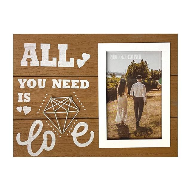 Ylu Yni Picture Frame for 4x6 Inch Photo, Anniversary Photo Frame Romantic Engagement and Wedding Gift for Couples, Boyfriend, Girlfriend, Valentine's Day, All You Need is Love