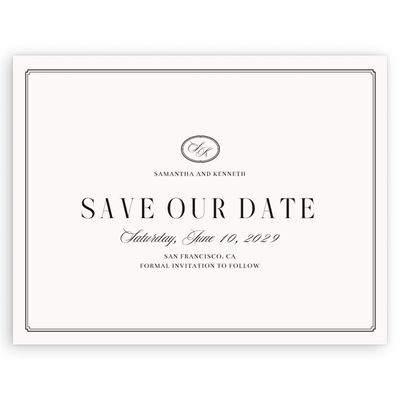 Beige Bordered Wedding Digital Save the Date - Cillian Landscape