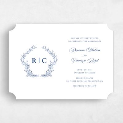 Blue Ticket Wedding Invitation - Eleanora Landscape