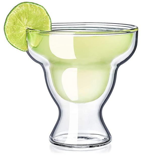 Dragon Glassware Margarita Glasses, Stemless Insulating Double Walled Bar Glasses, 12-Ounce, Set of 2