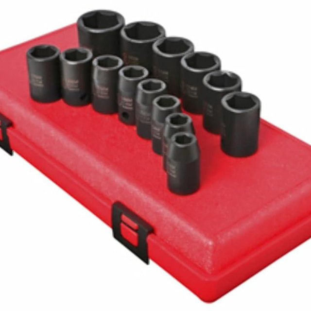 SUNEX TOOLS 2652 14 Piece 1/2-Inch Drive Standard Metric 6 Point Impact Socket Set