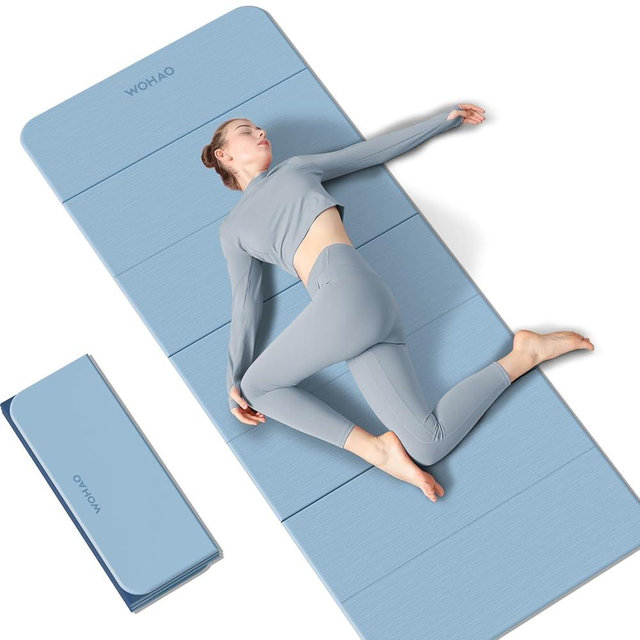 WOHAO 7-Fold Yoga Mat 70"x24" - 1/2 Inch Thick Folding Exercise Mat, Compact Non-Slip TPE Mat for Travel, Storage, Yoga & Home Gym, Lightweight & Portable