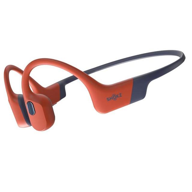 SHOKZ OpenSwim Pro - Open-Ear Bluetooth Headphones & 32GB MP3 Player, IP68 Waterproof, Bone Conduction Headphones, Secure Fit for Workouts, Running and Swimming, Built-in Microphone, App, Red