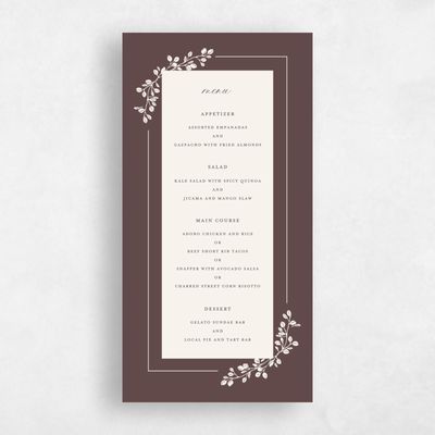 Chocolate, Brown Wedding Menu - Viola