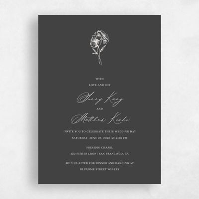 Charcoal, Grey Wedding Invitation - Lyra Portrait