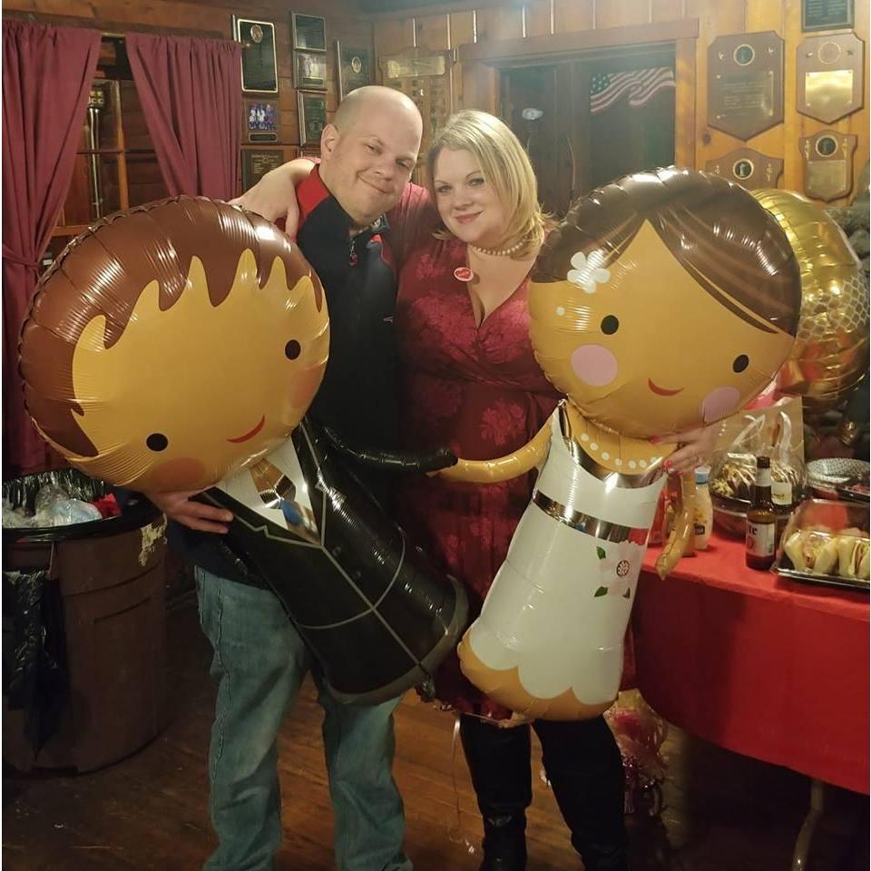at the engagement party with the adorable balloons Krista's dad brought.