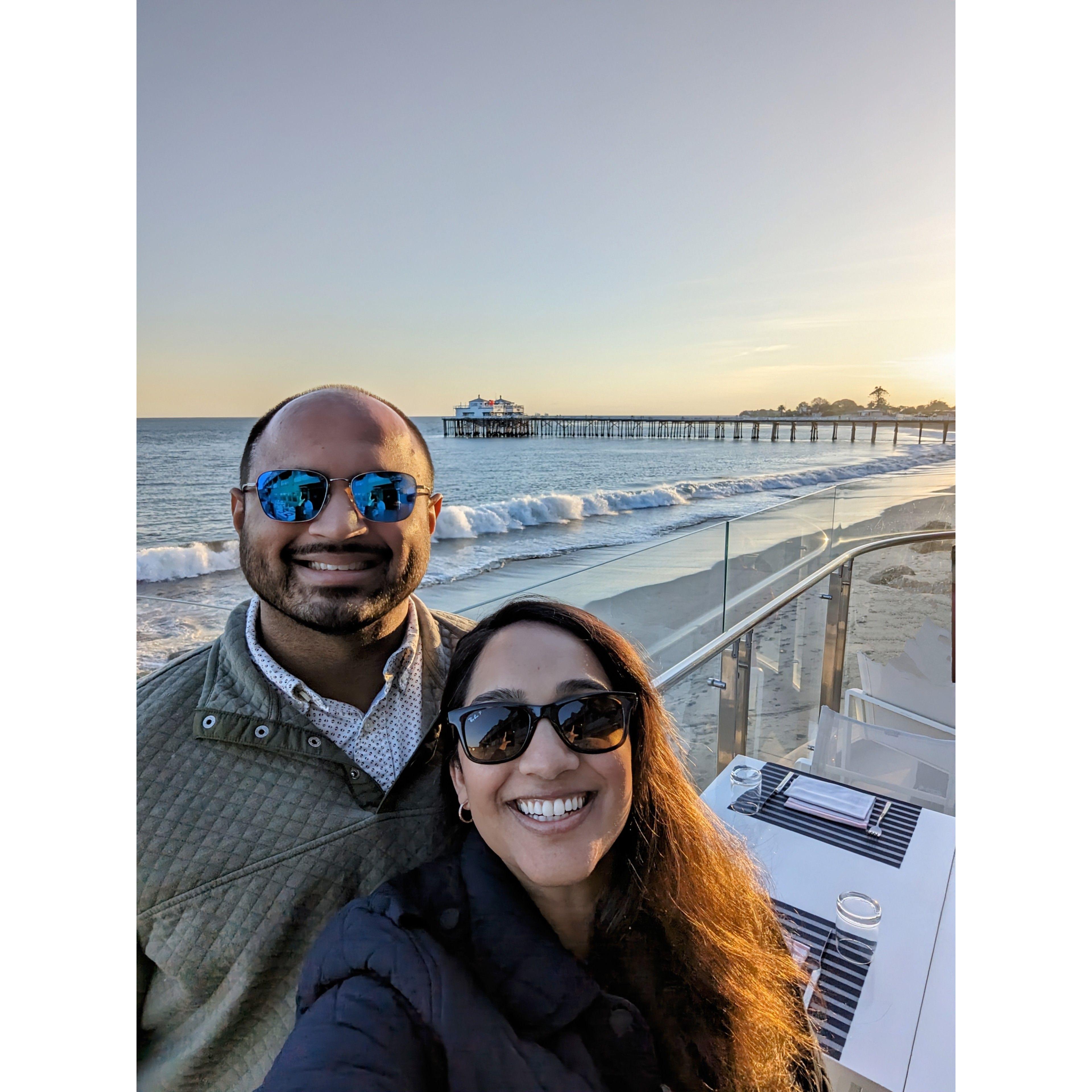 Seaside dinner in Malibu, CA.
