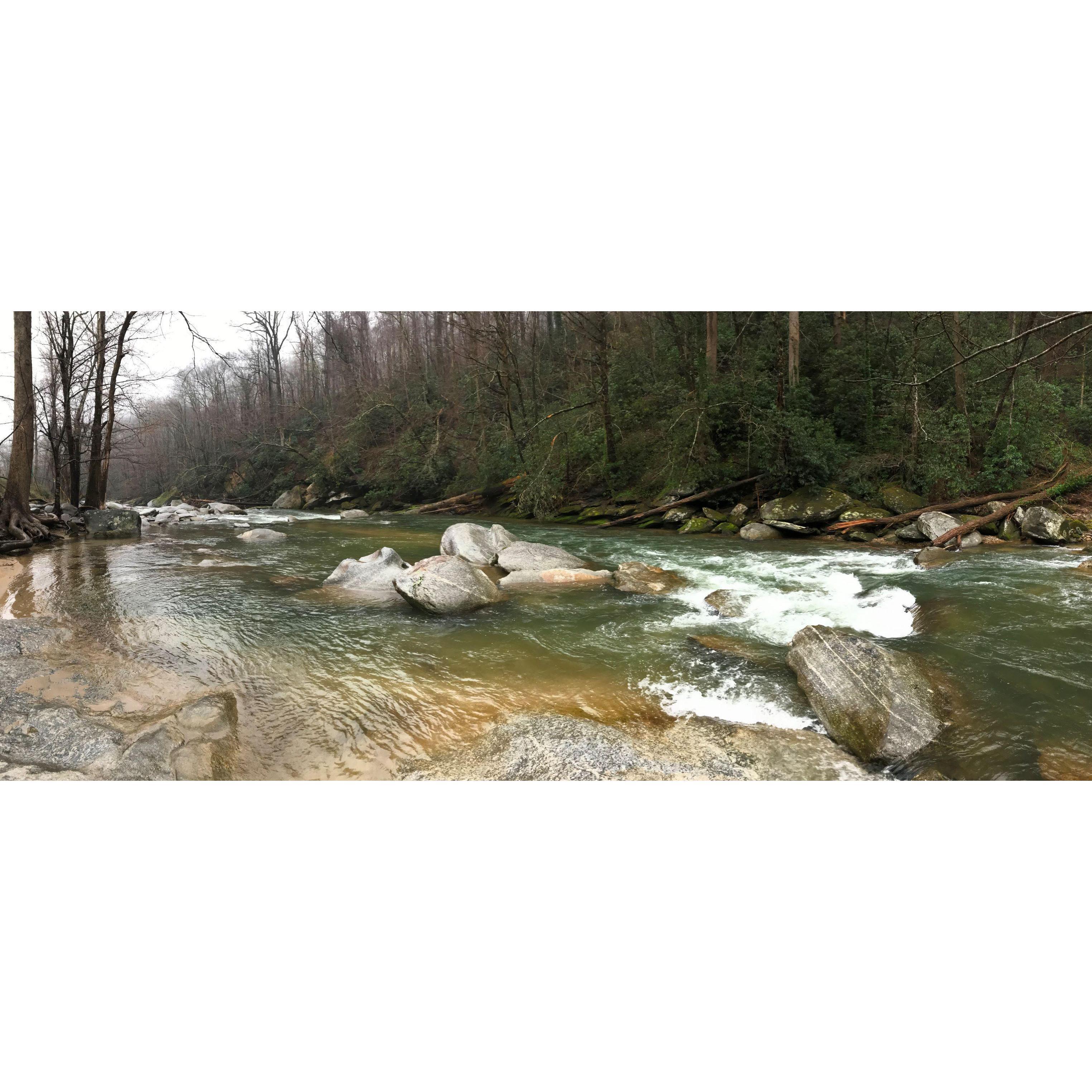 The scene of the proposal. A misty stream on a cold mountain afternoon. You could taste the rain and hear the water running. But she couldn't tell what was coming. (Marisol: I knew what was coming)