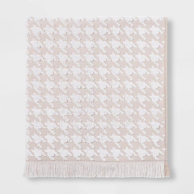 Houndstooth Fringe Terry Bath Towel Beige - Threshold™