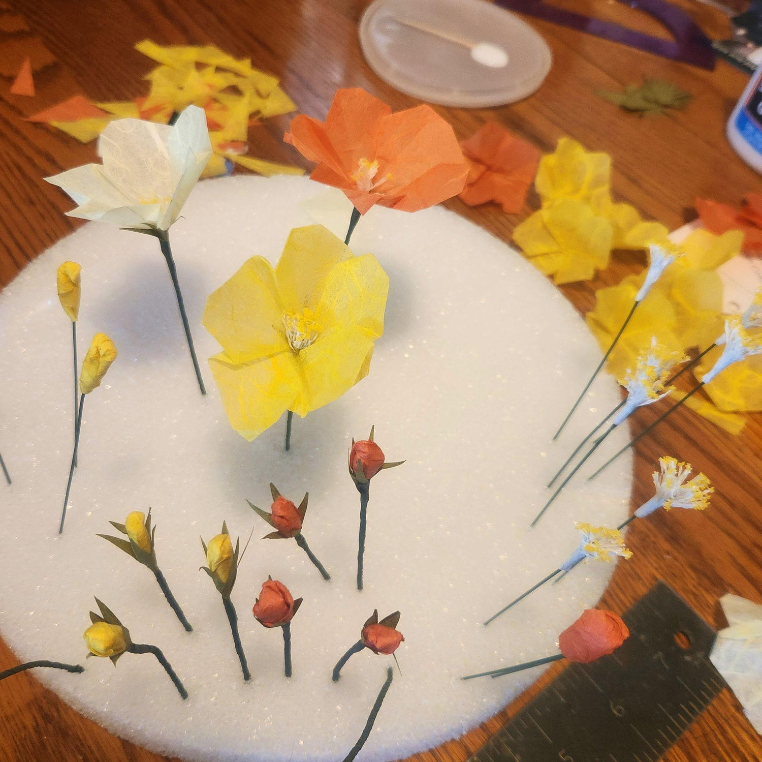 Paper flowers in progress!