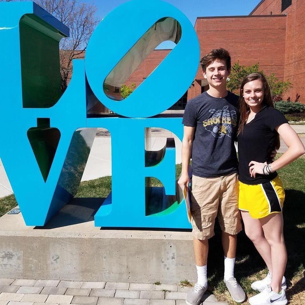 Junior year college tour day to WSU and our very first photo with the LOVE sculpture