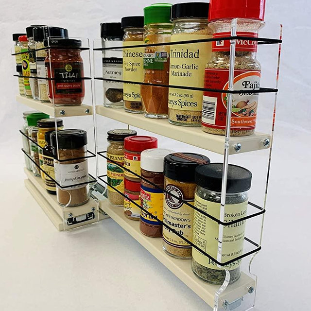 Vertical Spice - 22x2x11 DC - Spice Rack - Narrow Space w/2 Drawers Each with 2 Shelves - 20 Spice Capacity - Easy to Install