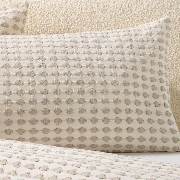 Estela Grey and White Organic Cotton King Pillow Shams Set of 2