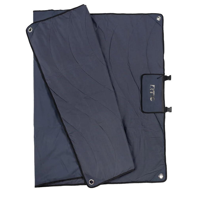 RTIC Anywhere Blanket, Waterproof Portable, Quilted Outdoor Mat for Picnic, Beach, Camping, Grass, Park, Play-Time, Pets, Stain Resistant Machine Washable, Includes 4 Stakes, 54.5" x 78.5", Coal