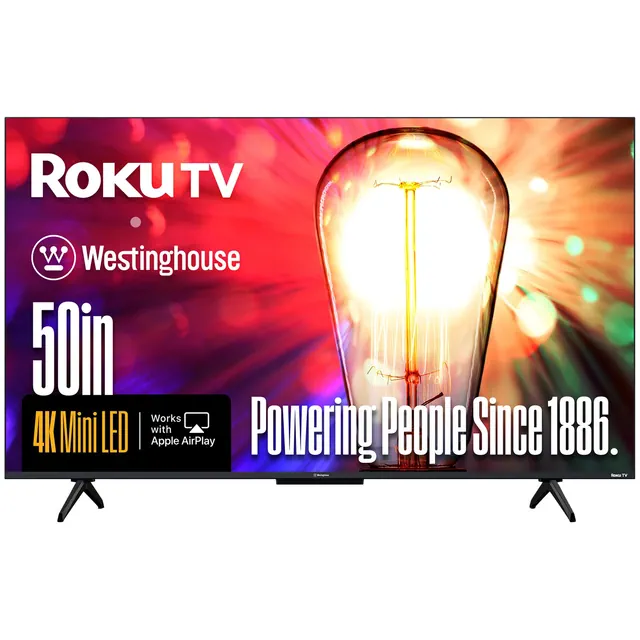 Westinghouse 50 Inch Mini LED 4K UHD Roku TV, Dolby Vision HDR, QLED Quantum Color, Local Dimming, MEMC Motion, Apple HomeKit & AirPlay 2