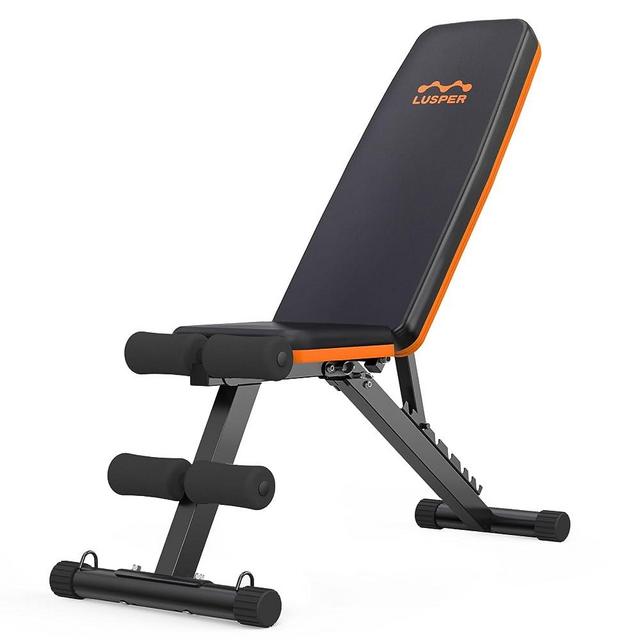 Lusper Weight Bench for Home Gym, Adjustable and Foldable Weight bench, Multi-purpose Workout Bench, Bench Press Sit up Incline Flat Decline all in 1, Stable Gym Bench for Full Body Exercise