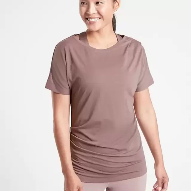 Athleta Essence Pleated Tee (Size: S - Black)