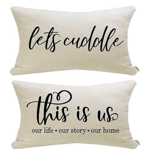 Meekio Lumbar Pillow Covers 12 x 20 Set of 2 Farmhouse Decorative Throw Pillow Covers with Quotes for Farmhouse Décor Housewarming Gifts for New Home