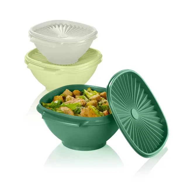 Tupperware 6pc Heritage Bowl Food Storage Container Set Assorted Green: Dishwasher-Safe, Polypropylene & Polyethylene