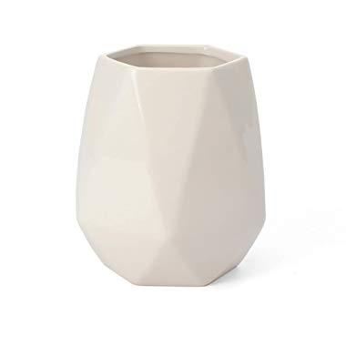 Ceramic Utensil Holder - Kitchen Utensil Holder - Utensil Crock - Utensil Caddy/Container - Milltown Merchants™ Faceted White Utensil Holder