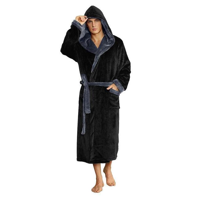 U2SKIIN Mens Hooded Robe, Plush Robes for Men Long Fleece Bathrobe