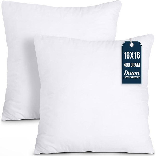 Utopia Bedding Throw Pillows Insert (Pack of 2, White) - 16 x 16 Inches Bed and Couch Pillows - Indoor Decorative Pillow