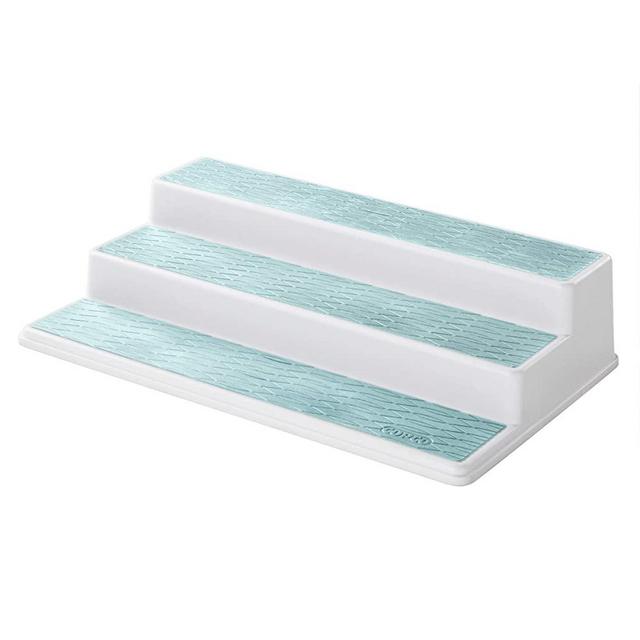 Copco 3-Tier Spice Pantry Kitchen Cabinet Organizer, 15-Inch, White/Aqua