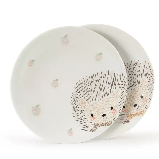 2er Set Teller mit Igelmotiv, Porzellan, ø 21,5 cm