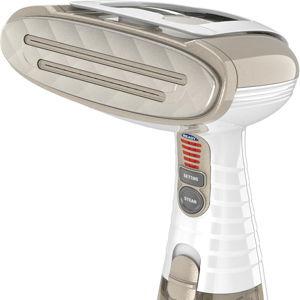 Conair Handheld Garment Steamer for Clothes, Turbo ExtremeSteam 1875W Fabric Steamer, Portable Handheld Design, Strong Penetrating Steam, White/Champagne