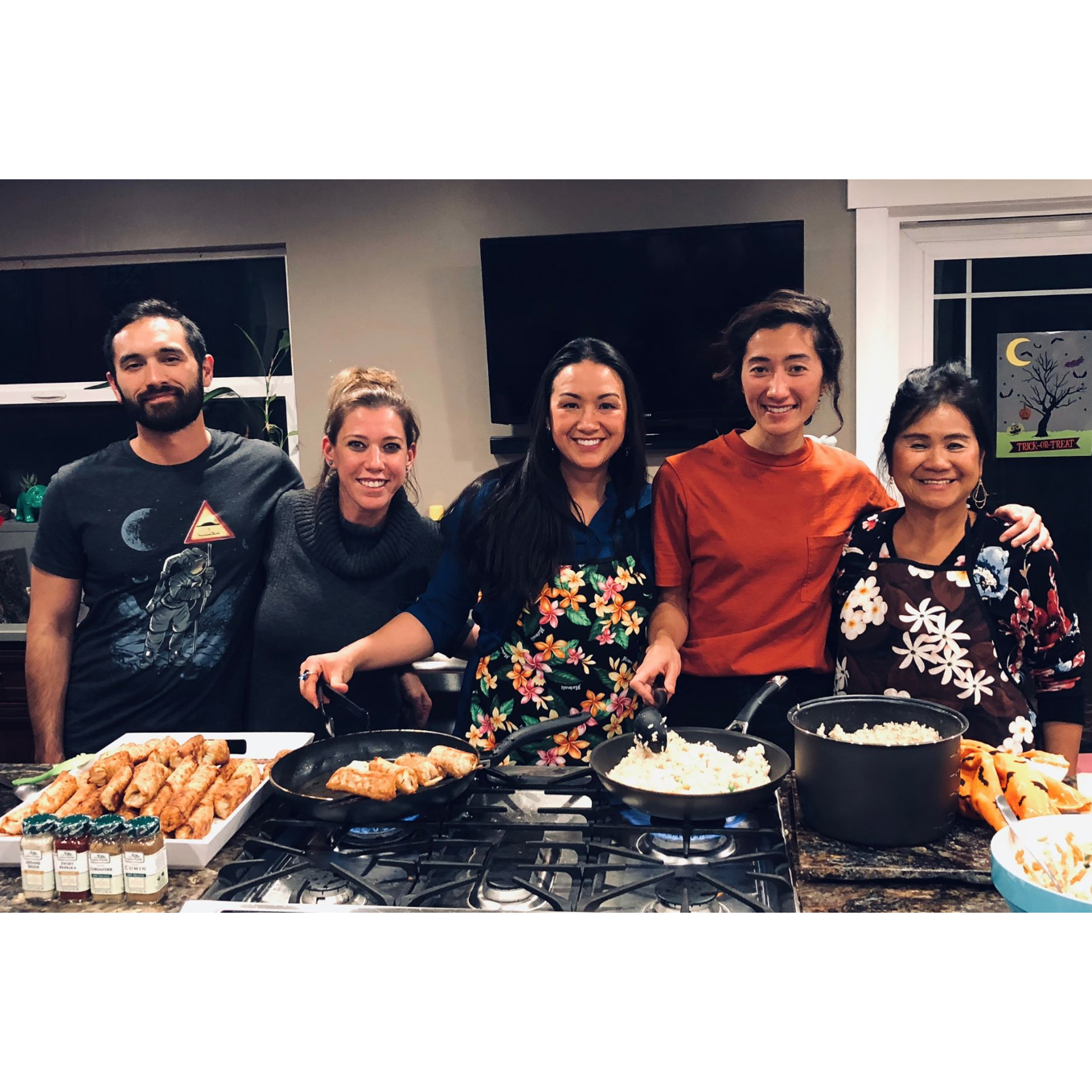 The ladies + me making dinner in Utah.