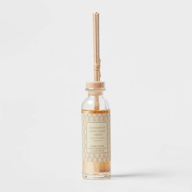 100ml Reed Diffuser with Cork Lid Sandalwood White Cedar & Amber Brown - Threshold™