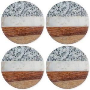 Thirstystone - Granite, Marble and Wood Round Coasters, Set of 4