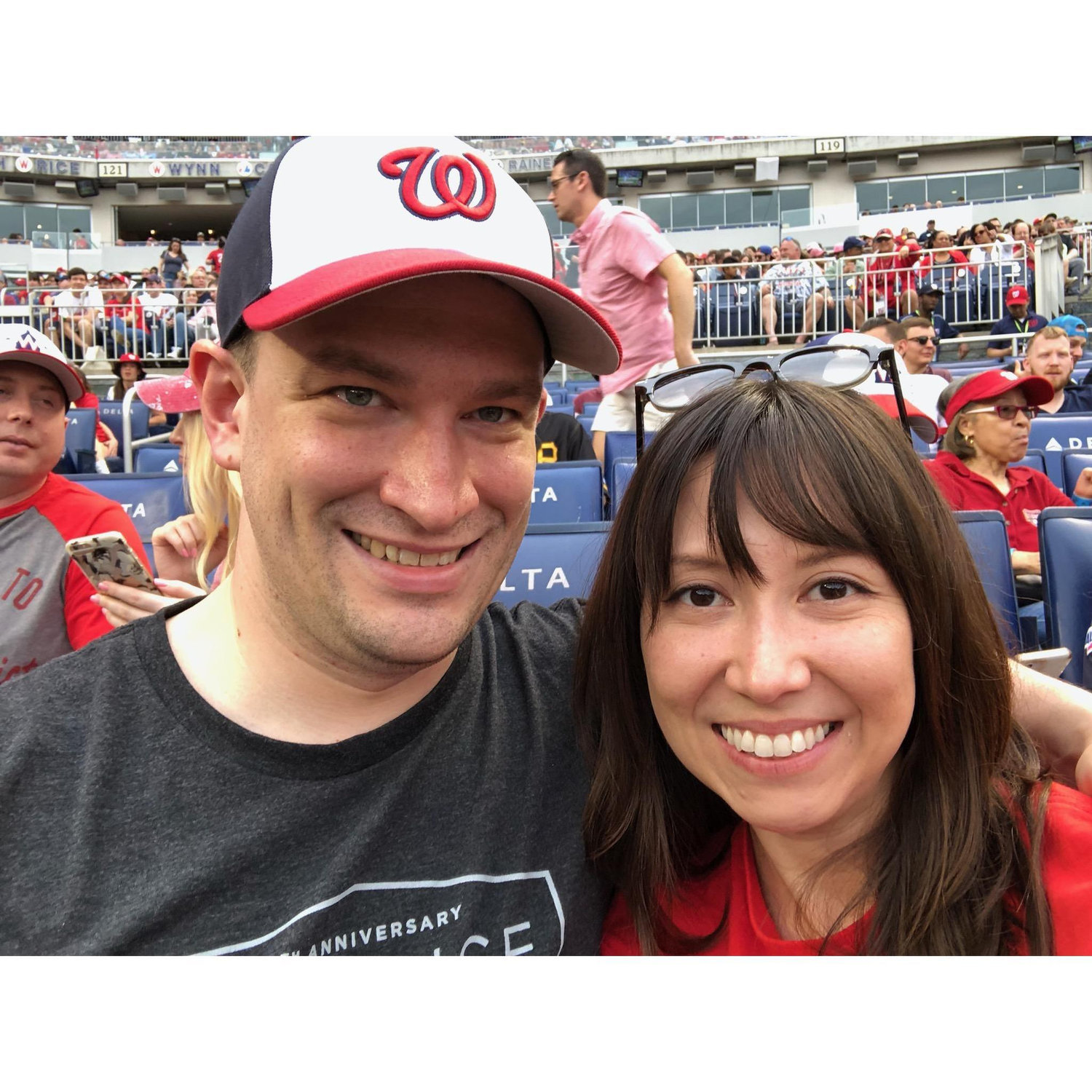 After Bill proposed, we celebrated at a Nationals game