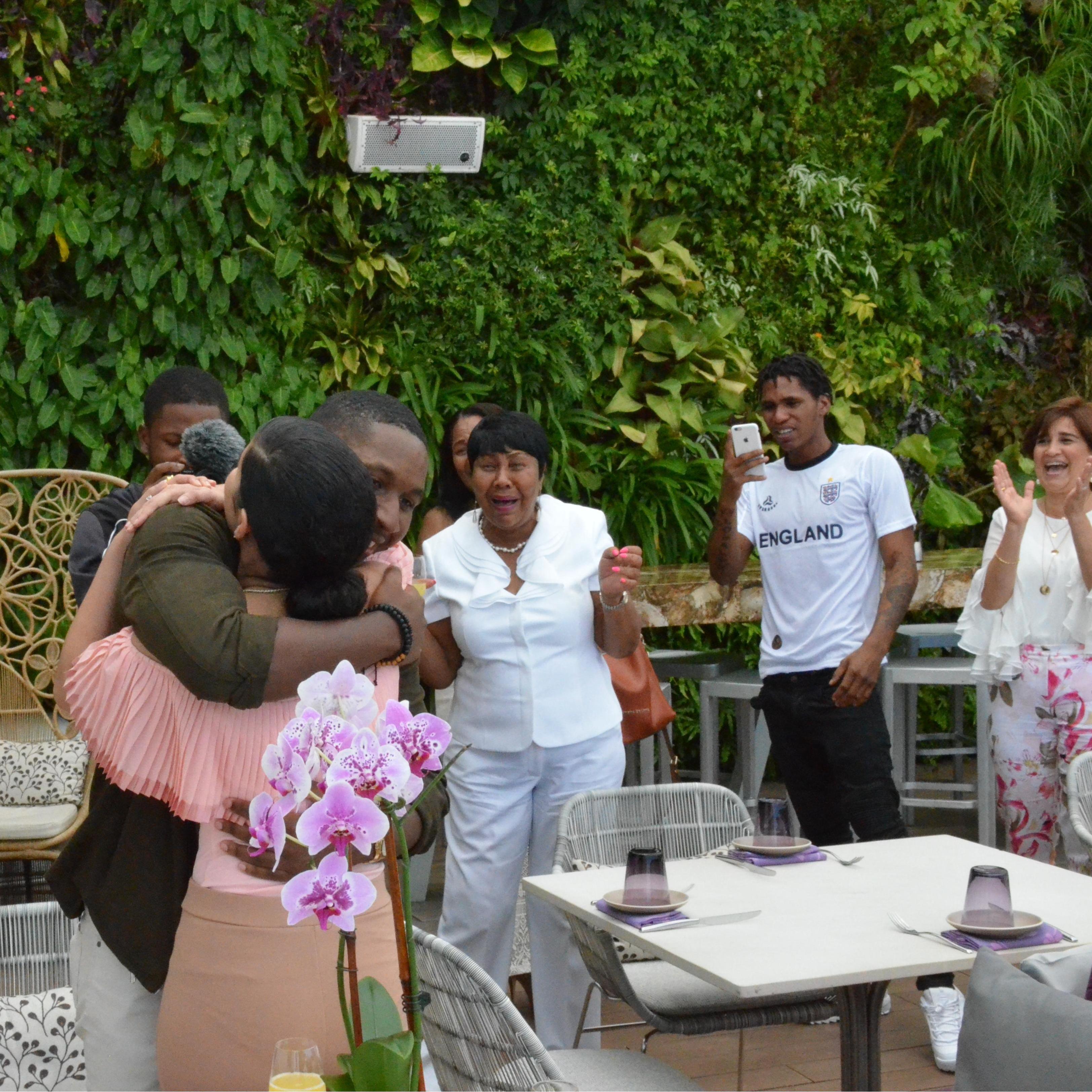 The couple embraces for the first time as fiancés! The mothers are overtaken with the emotion and joy of the moment!