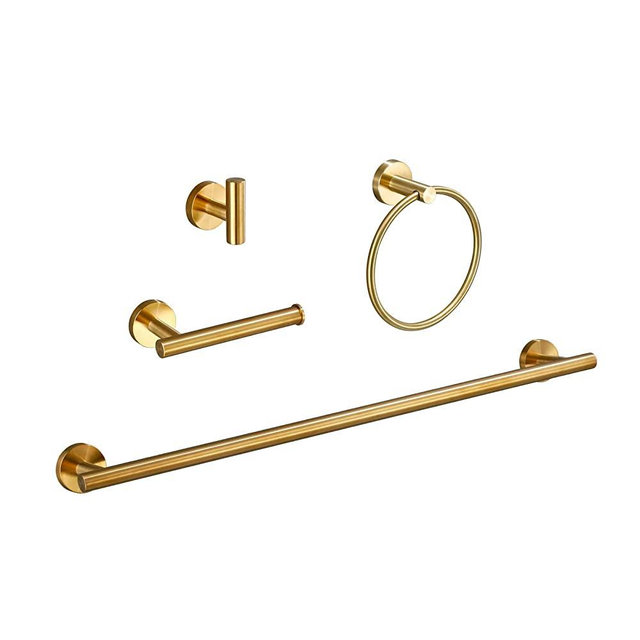 USHOWER Bathroom Hardware Set, Includes 16-Inch Bath Towel Bar, Durable SUS304 Stainless Steel, Brushed Gold, 4-Piece