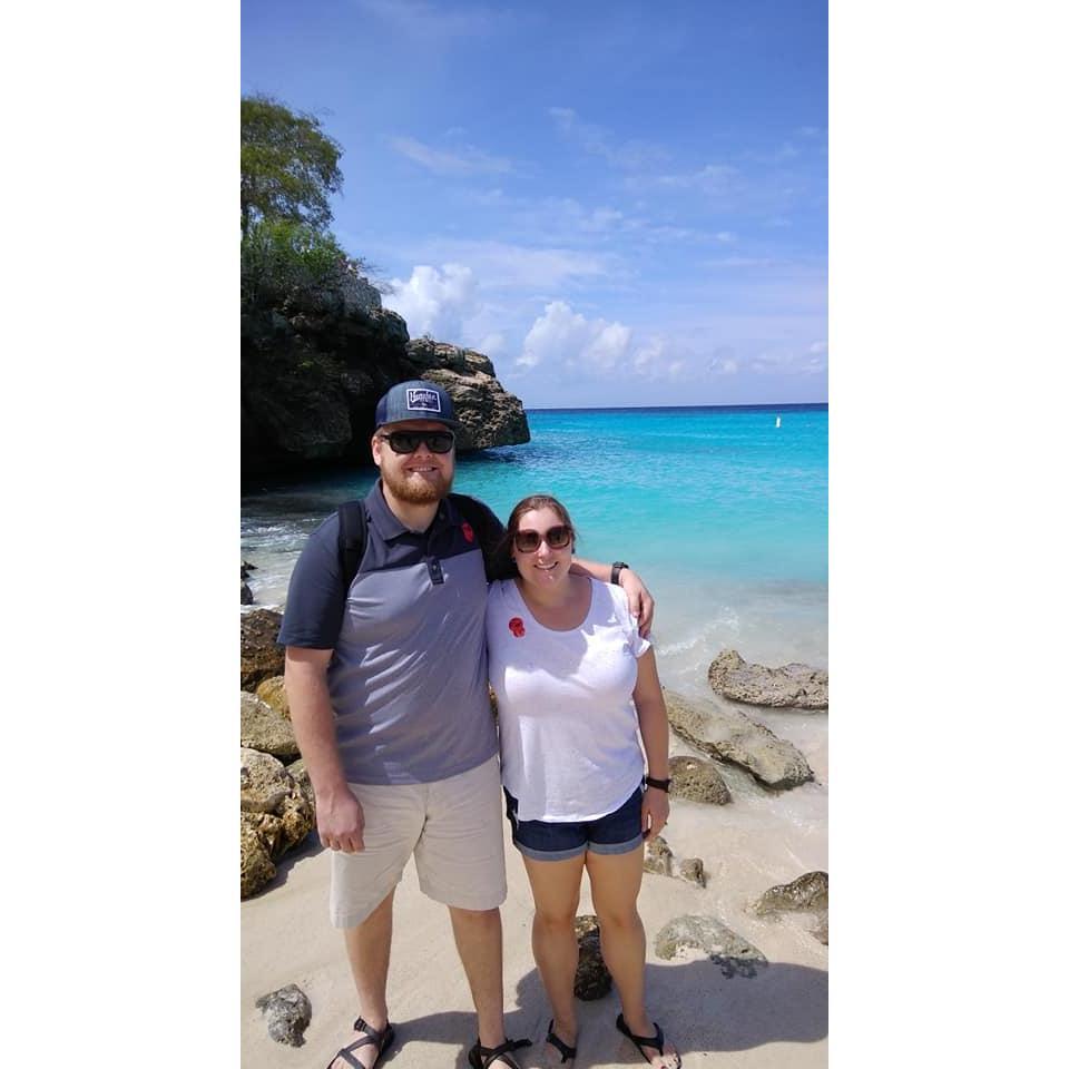 On the beach in Curacao with Myles's family