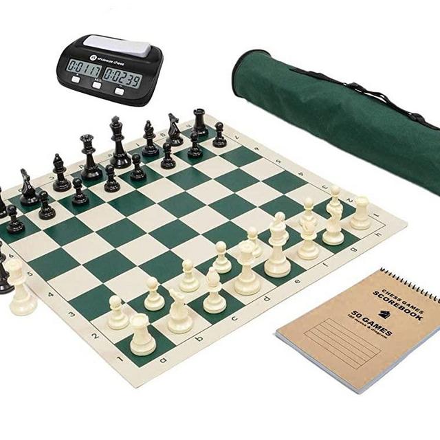 Wholesale Chess Basic Club Complete Chess Set with Scorebook and Clock (Green)